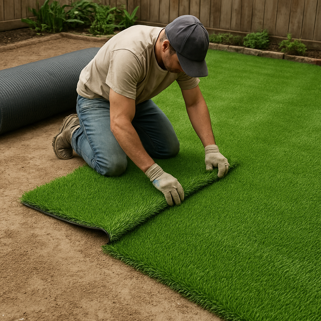 Dog playing on artificial turf in all weather conditions
